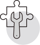 wrench and puzzle piece icon